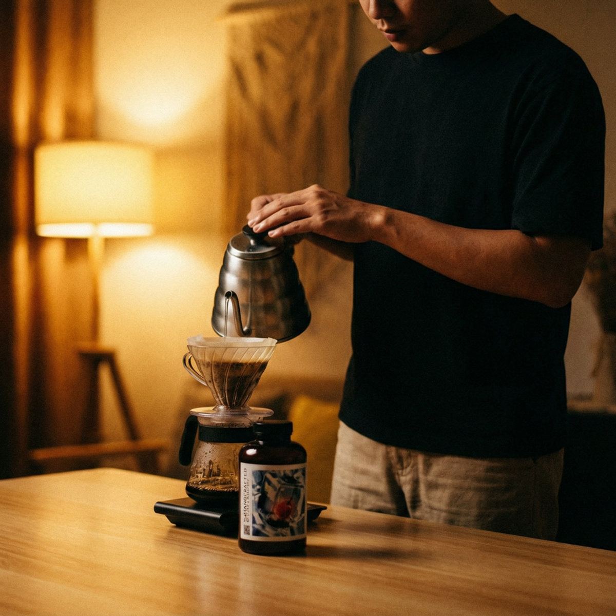 Barista making a pour over